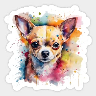 Chihuahua Bright Watercolor Painting With Splatters Sticker